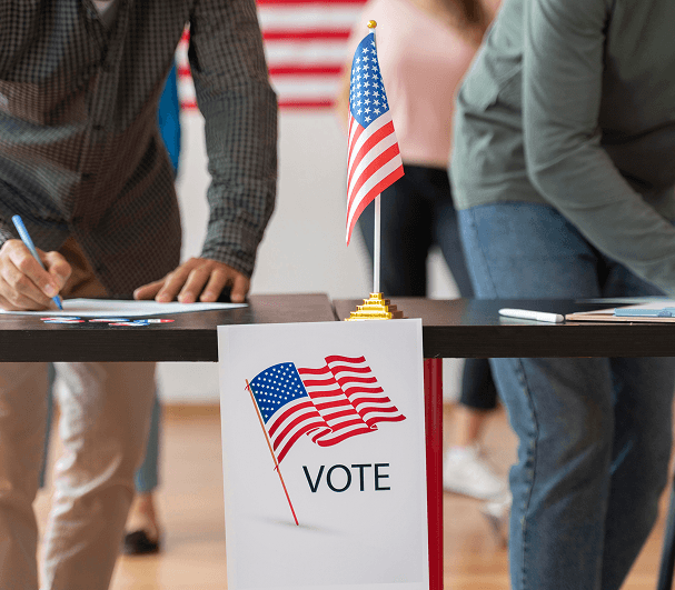 Person with megaphone at a rally